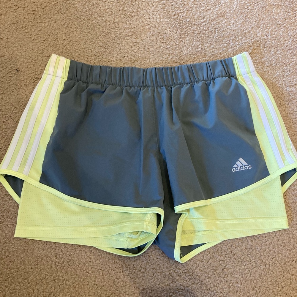 Yellow and grey athletic Adidas shorts!